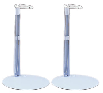 Doll Stands for Approx 8-16 Inch Dolls & Action Figures, Adjustable White Metal & Vinyl Display Holders, Expands 7-13 Inches, Secure Waist Support