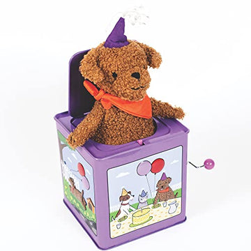 Jack Rabbit Creations Birthday Puppy Jack-in-the-Box Toy - Classic Musical Toy - Ages 3+