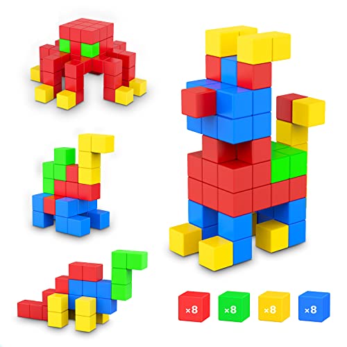 ROMDS Magnetic Blocks 32 Pieces,1 inch Large Magnetic Building Blocks for Ages 3+ Year Old Boys and Girls,3D Magnetic Cubes for Kids,Preschool STEM