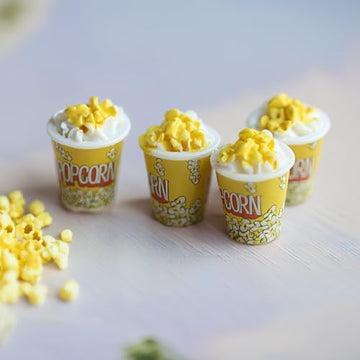 Realistic Miniature Popcorn Buckets: 10pcs, Resin Food Prop for Dollhouse Kitchen & Movie Scenes