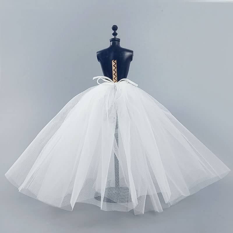 2pcs/lot Fashion Petticoat for 11.5" 1/6 Doll Slip Wedding Dress Underskirt Clothes Outfits 1/6 BJD Dollhouse Accessories (Long, White)