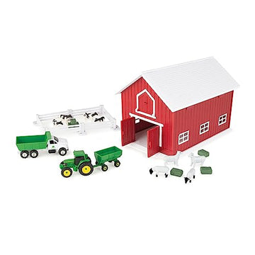 Tomy John Deere Childs Red Barn Playset - 1:64 Scale - Includes Farm Animal Toys, Tractor Toy, Red Barn with Handle, and Accessories - Easter Basket