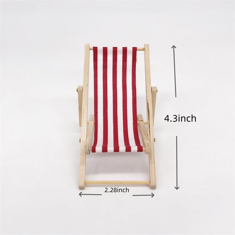 SXFSE Dollhouse Decoration, Mini Wooden Folding Beach Sunbath Chair Longue Deck Chair Craft Dollhouse Accessories