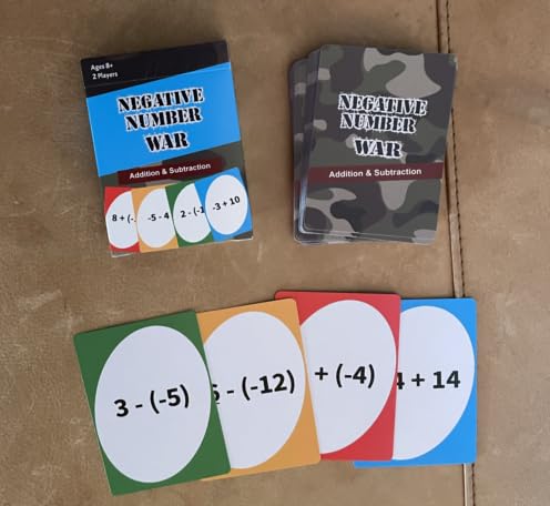 Negative Number War - A Fun Pre-Algebra Math Game for Kids 8-12 and Adults. Practice Adding and subtracting Negative Numbers While Having Fun!