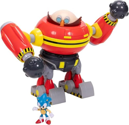 JAKKS Pacific Sonic The Hedgehog 2.5" Action Figure Hammer Egg Robot Deluxe Playset. 360 Degree Spin Attack and Projectile Cannon Arms! 3 Strikes