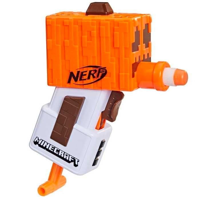Nerf Microshot Minecraft Snow Golem Mini Blaster, Minecraft Snow Golem Mob Design, 2 Official Nerf Elite Darts with Priming Handle F6132