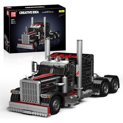Mould King 10037 Semi Truck Building Set, Flatbed Truck Toy with 10 Wheels, Collectible Car Model to Build and Display, Creative Gift for Adult (1797
