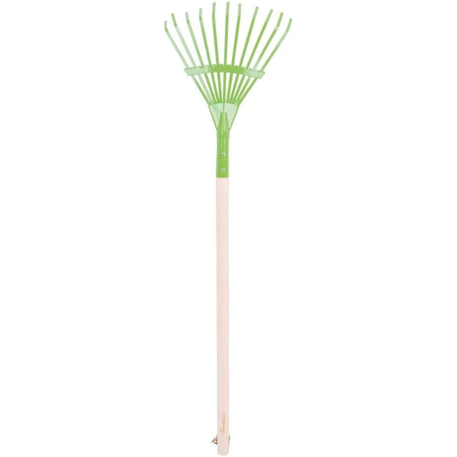 Bigjigs Toys Children's Long Handled Gardening Leaf Rake with Wood Handle