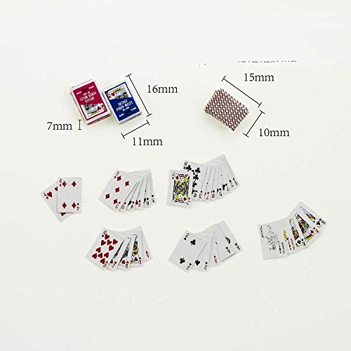 SXFSE 1:12 Dollhouse Scale Miniature Games Poker Playing Cards, Mini Playing Cards Mini Decks Game Cards (2pc K)