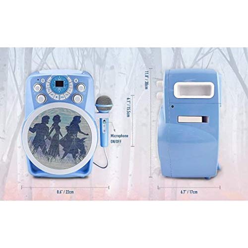 eKids Frozen 2 Bluetooth CDG Karaoke Machine with LED Disco Party Lights, Built in Microphone for Kids, Portable Bluetooth Speaker, Compatible with