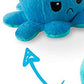 TeeTurtle Reversible Octopus Plushie 4-Inch Angry Light + Dark Blue Two-Sided Flip Plush Toy with Embroidered Details - Cute Mini Collectible Plush