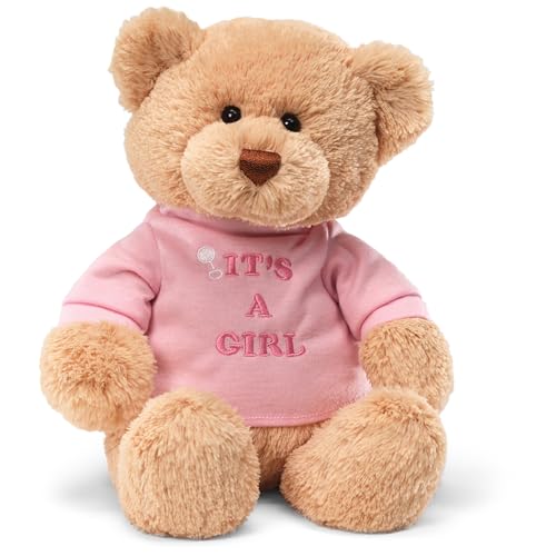 GUND “It's a Girl” 12-Inch Message Bear with Pink T-Shirt, Ages 0+