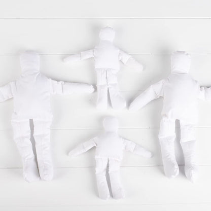 Factory Direct Craft Group of 4 Cloth Doll Body Blank Models - Pre-Stuffed Natural Muslin Doll Bodies for Making Therapy Reiki Energy Dolls, Angels