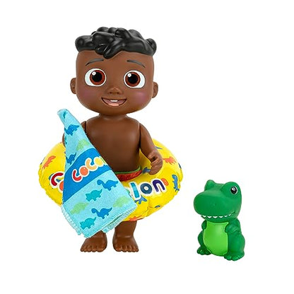 CoComelon - Splish Splash Cody Doll with Dino Bath Squirter and Water Accessories - Water Play - Toys for Kids and Preschoolers - Amazon Exclusive