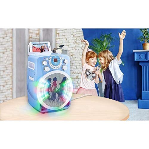 eKids Frozen 2 Bluetooth CDG Karaoke Machine with LED Disco Party Lights, Built in Microphone for Kids, Portable Bluetooth Speaker, Compatible with