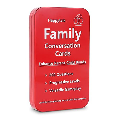 Happytalk Conversation Cards for Kids - 200 Engaging Questions for Family Game Night, Road Trips & Therapy Games, Perfect for Quality Family Time