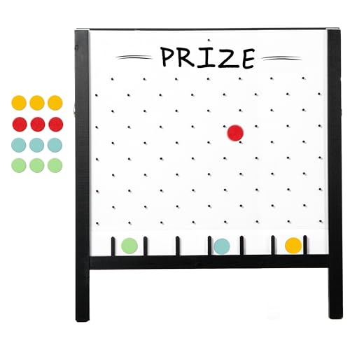 Ilyapa Large Portable Prize Drop Game - 41x27.5 Inch Double Sided Penny Drop Game, Wooden A-Frame Whiteboard Sign, Eraser & Token Storage Tote