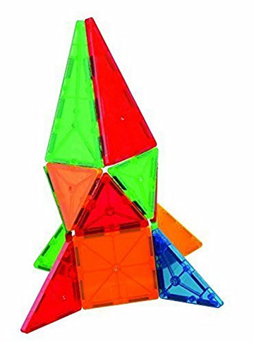 Mag Genius Award Winning Building Tiles Clear Colours 3D Brain Building Blocks, Set of 140 Pieces in Storage Bin