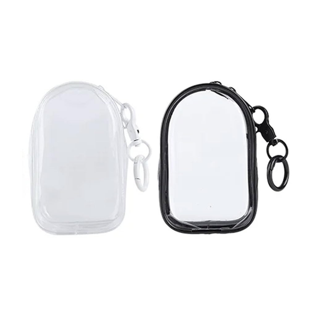 JuxLux 2 Pack Clear Figure Display Bag with Hanging Hook Display Keychain Wallet Figurine Carrying Case Protective Pouch for Collectibles Backpack