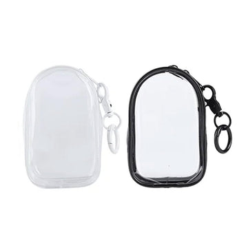 JuxLux 2 Pack Clear Figure Display Bag with Hanging Hook Display Keychain Wallet Figurine Carrying Case Protective Pouch for Collectibles Backpack