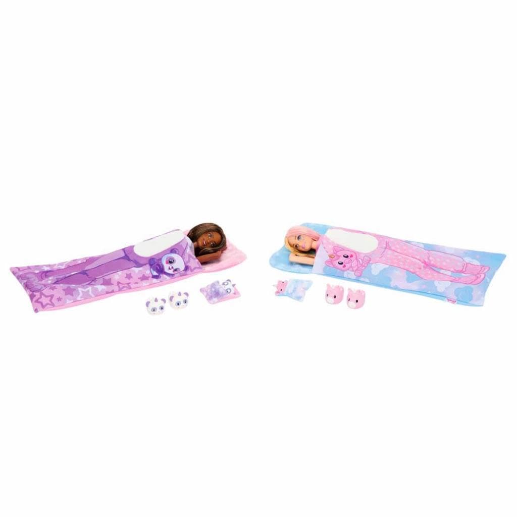 Barbie Cutie Reveal Set, Cozy Sleepover Set with 2 Fashion Dolls & Pajamas, Sleeping Bags & Bedtime-Themed Accessories