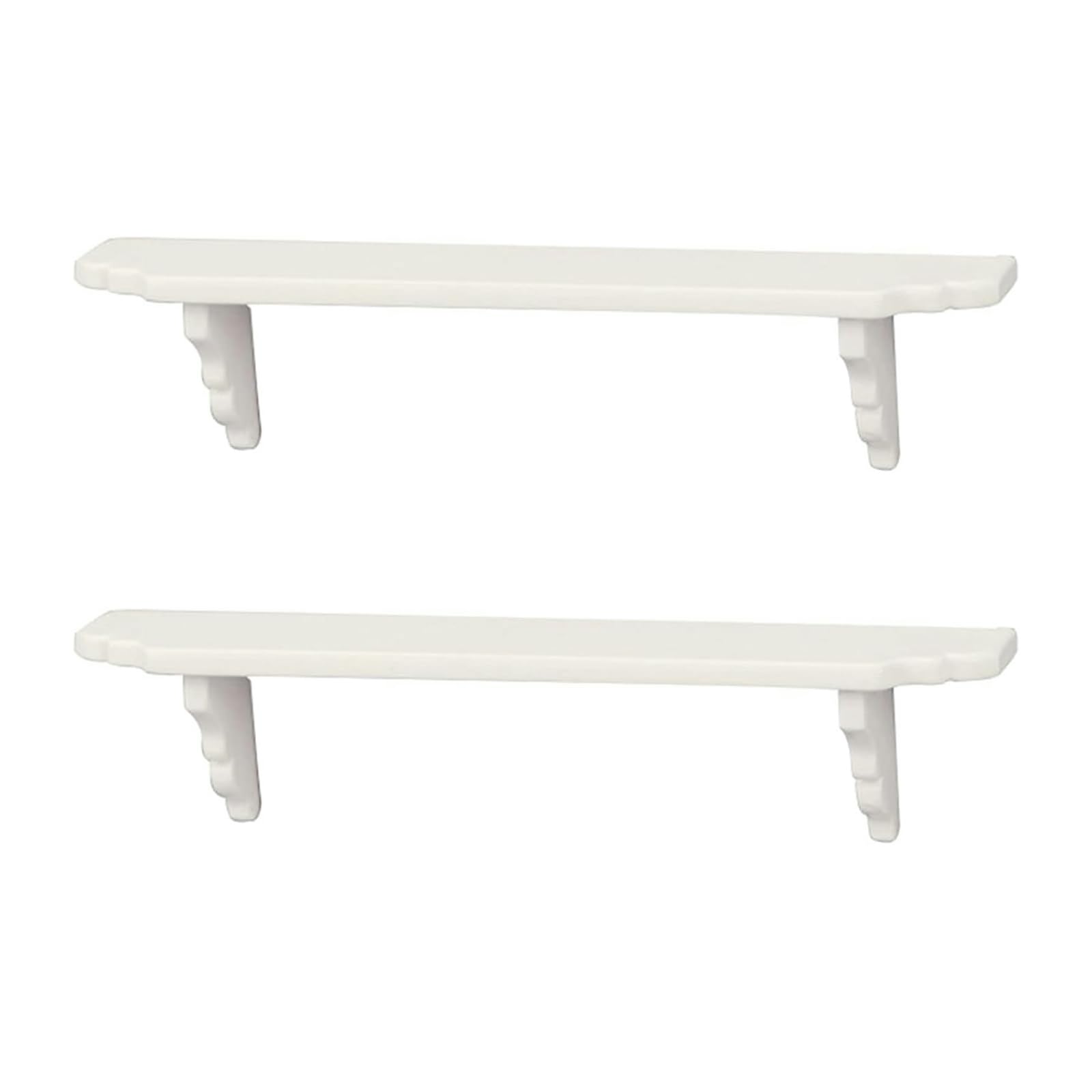 2Pcs White 1:12 Scale Miniature Dollhouse Wall Shelf, Modern Storage Wall Shelf for Kitchen Scene, Dollhouse Decor Accessories