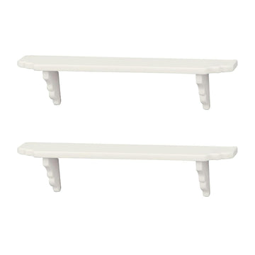 2Pcs White 1:12 Scale Miniature Dollhouse Wall Shelf, Modern Storage Wall Shelf for Kitchen Scene, Dollhouse Decor Accessories
