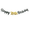 Glitter Happy 70th Birthday Banner Double Sized Glitter Paper 70 Birthday Sign Banner - Cheers to 70 Years Birthday Party Bunting Decorations Black