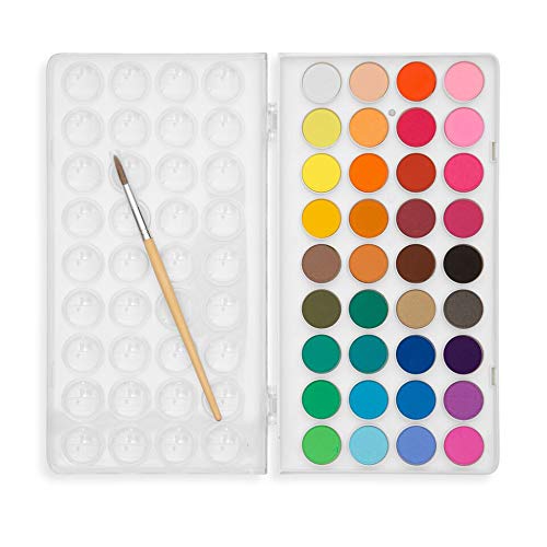 Ooly Lil' Watercolor Washable Paint Pods Set with Brush, 36 colors & 1 Paintbrush, Washable Watercolors in a Portable Case, School and Art Supplies