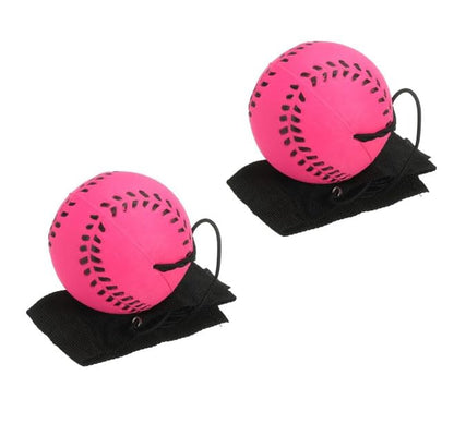 Sndperiexam 2Pcs Rose Red Baseball Bouncy Wrist Balls on a String, Rubber Rebound Wristband Balls Sports Wrist Return Ball on Elastic String