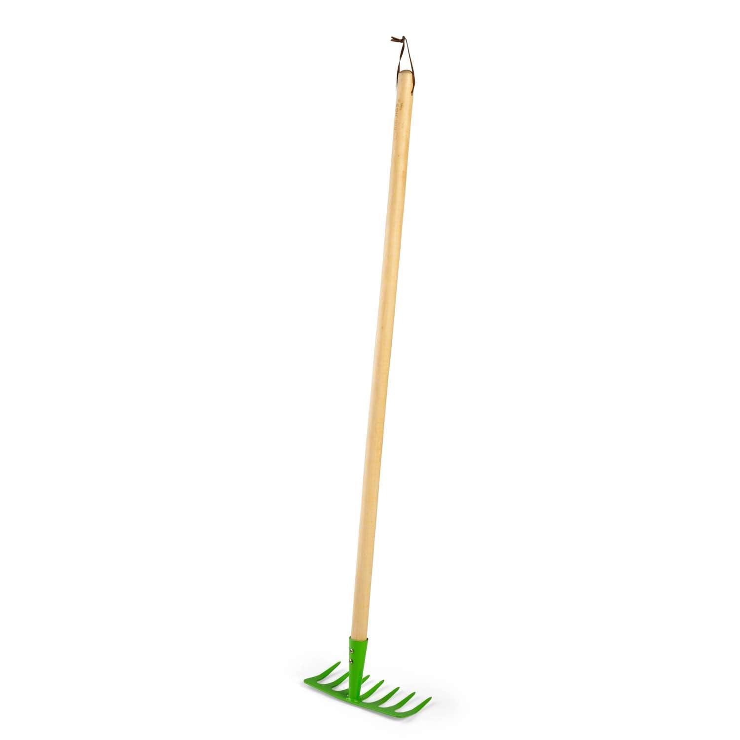 Bigjigs Toys Children's Long Handled Gardening Soil Rake with Wooden Handle - Garden Tools and Accessories
