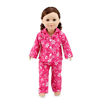 Emily Rose 18 Inch Doll Pink and White Snowflake Pajamas Gift Boxed | USA Brand 2-Piece Holiday PJs for 18" Dolls | Soft Warm Snuggly Doll Sleeping