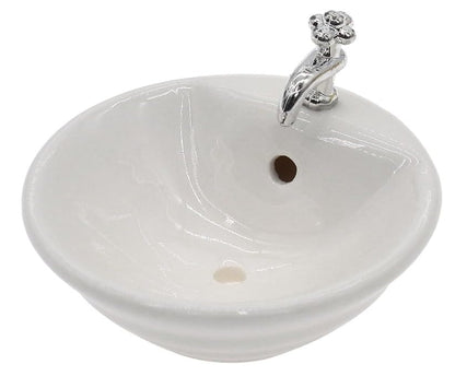 White Dollhouse Wash Basin Wide Application Exquisite 1:12 Scale Doll House Furniture Sink for Entertainment Round DIY Accessories