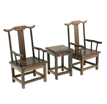 EatingBiting 1:6 Small Miniature Handcraft Furniture Retro Wood End Table Armchairs 3Pc Home mini Furniture Model Display Decor Great handcrafts