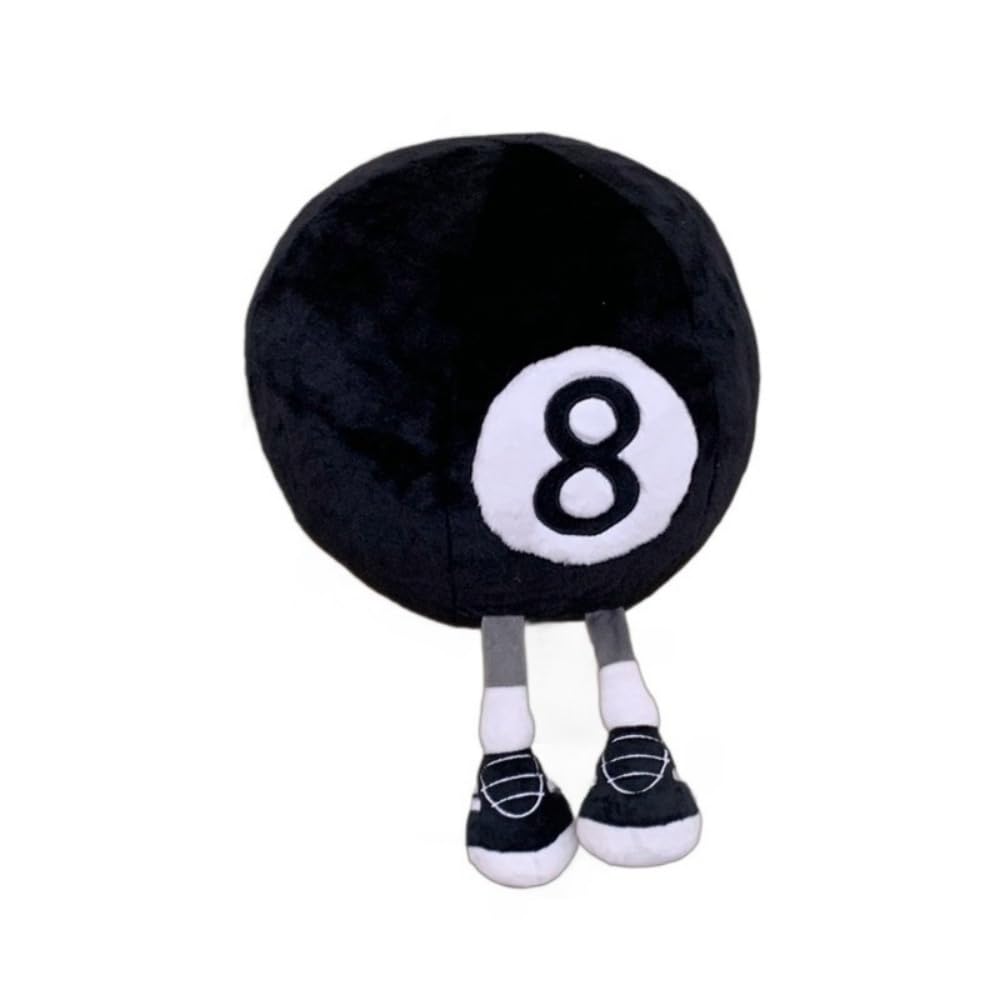 Xshelley 12.6 inch Billiard 8 Ball Plush Toy Pillow-3D Black 8 Billiard Ball Throw Pillow-Black Circle Pillow Plush Stuffed Billiards Decoration Gifts