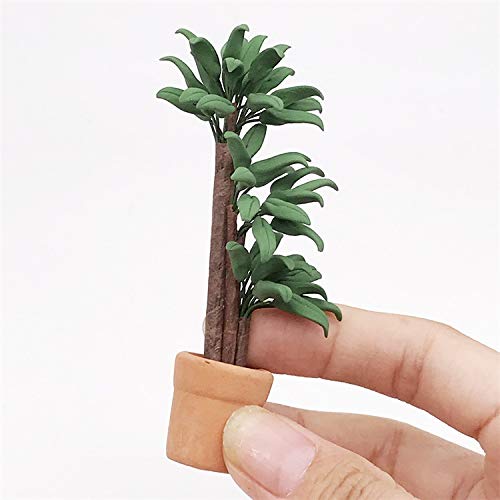 SXFSE Dollhouse Decoration Accessories, 1:12 Toy House Miniature Scene Model Potted Green Plant Posing Fortune Tree Pretend Toys