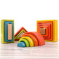 moderngenic 'Wonderland' Wooden Geometrical Building Blocks, 32 Piece Large Geometrical Rainbow Stacker, Stacking & Nesting Construction Toys