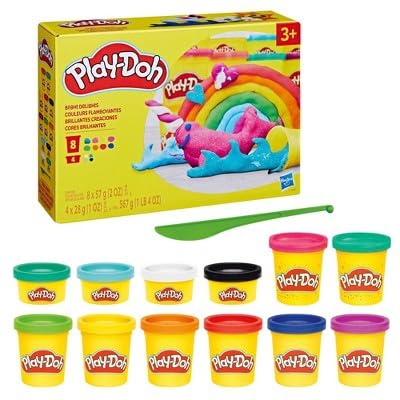 Play-Doh Treats & Favors 12-Pack, Modeling Compound for Kids 2 Years & Up, Party Favors with Stickers, Non-Toxic, 12 Cans Total 12 oz