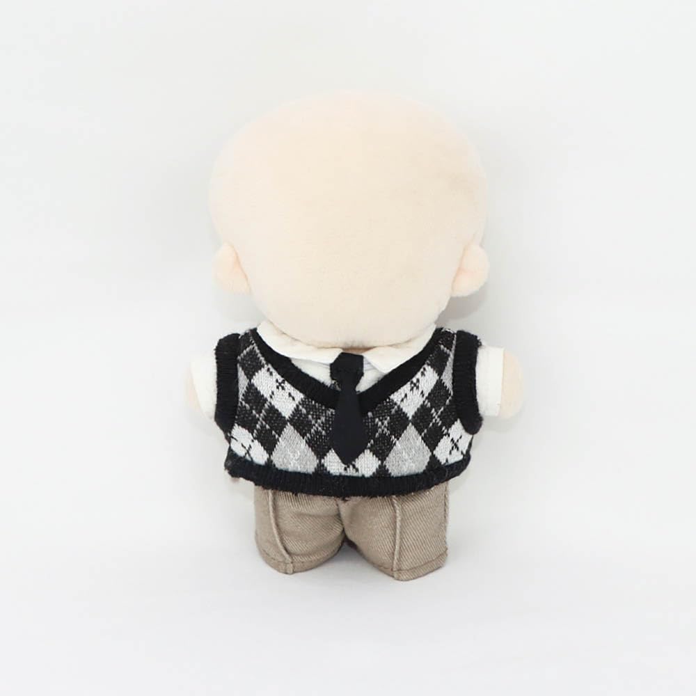 niannyyhouse 10cm Plush Doll Clothes Shirt Pants Tie Vest Campus Suit Dolls Accessories (Brown)