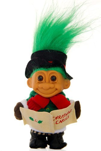 My Lucky 6" Christmas Caroling Troll Doll - Green Hair by Russ Berrie