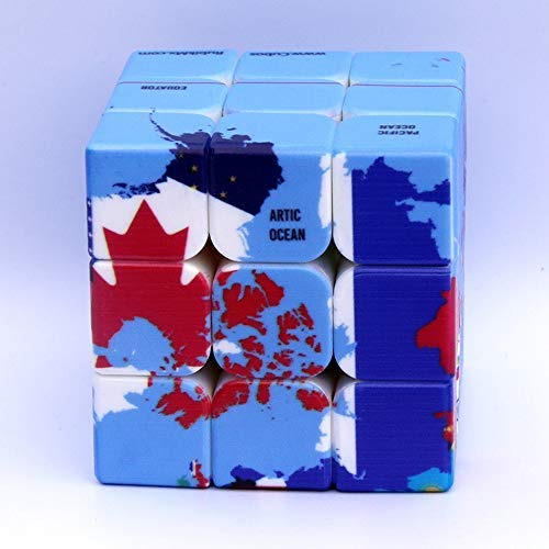 World Map Design Magic Cube,3x3 Geography Learning Puzzle Toy