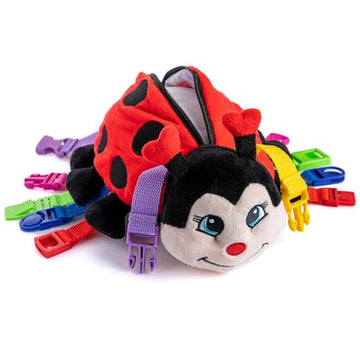 Buckle Toys - Becky Ladybug Stuffed Animal - Montessori Learning Activity Sensory Processing Toy - Develop Motor Skills and Problem Solving - Autism