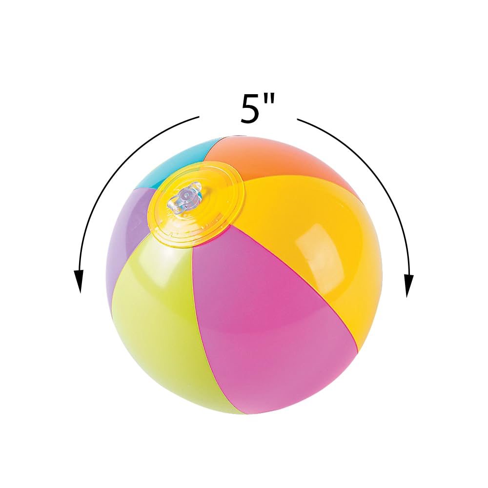 Fun Express Mini Beach Balls Bulk Set of 12-5 Inch Inflatable Ball Pool Toys for Kids Ages 4-8 | Beach Party Favors & Toddler Party Games | Summer