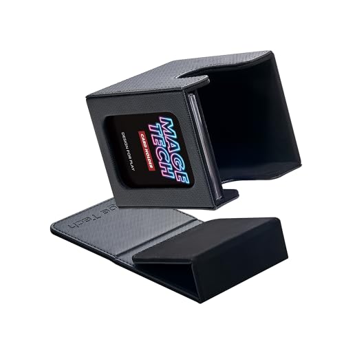 Mage Tech Commander Deck Box Lite - Card Display with Mini Snap Card Holder & Removable Cover, Fits 100+ Single-Sleeved Cards, Ideal for MTG, PTCG