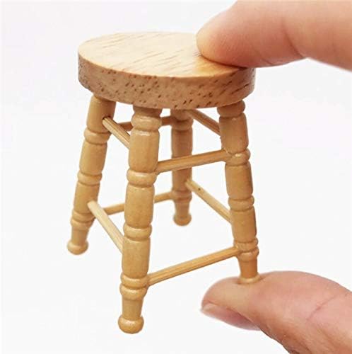 EatingBiting Adult Decorations 1:12 Dollhouse Miniature Wooden Stool Chair Dollhouse Furniture Box Handmade Dollhouse Pub Bar high Stool Chair