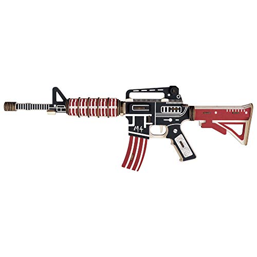 M4 AR-15 Model Kit - Wooden Laser-Cut 3D Puzzle (66 Pcs)