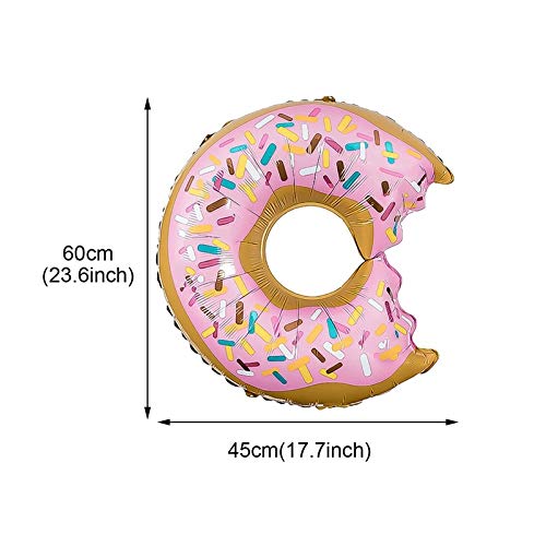 CheeseandU Donut Party Supplies - 23" Pink Donut Foil Balloon & 16" Sweet Rose Gold Letters Foil Balloons - Perfect for Baby's 2nd Birthday or Baby