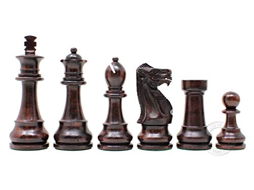 House of Chess - Tournament Chess Set Pieces - Unique Staunton Ringy Rosewood/Boxwood Chess Pieces - King Height: 3.75" (95 mm) - 2 Extra Queens