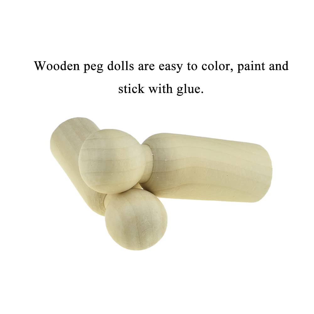 HAHIYO 3.5inches 2PCs Dad-Shape Wooden Peg Dolls Unfinished Wooden People Peg People Unfinished Craft Dolls Wooden Figures Doll Bodies Decorative Peg