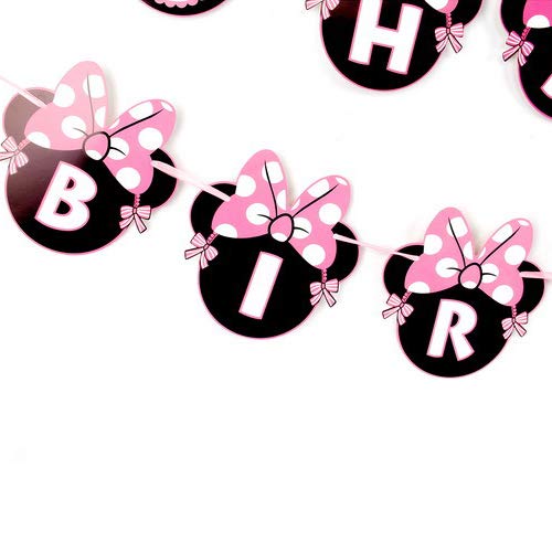 CHuangQi Mouse Themed Party Banner, Happy Birthday Banner, Birthday Party Supplies & Decoration